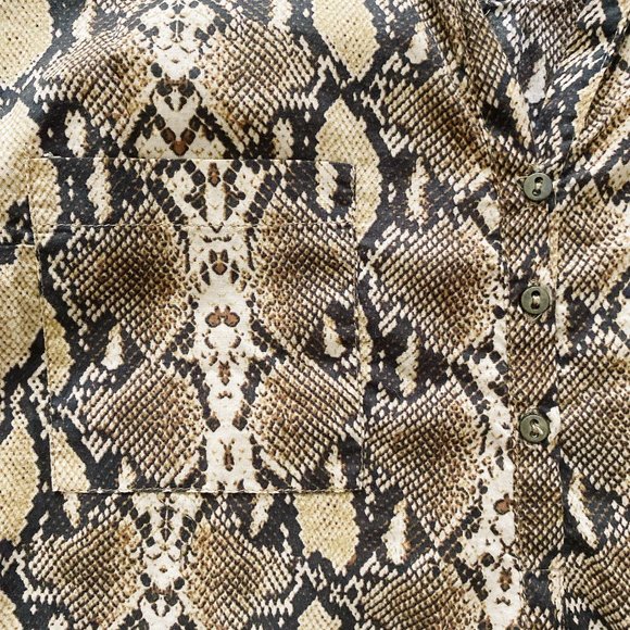 Zara Python Snake Print Cotton Blouse Size M (GUC) - Picture 7 of 8